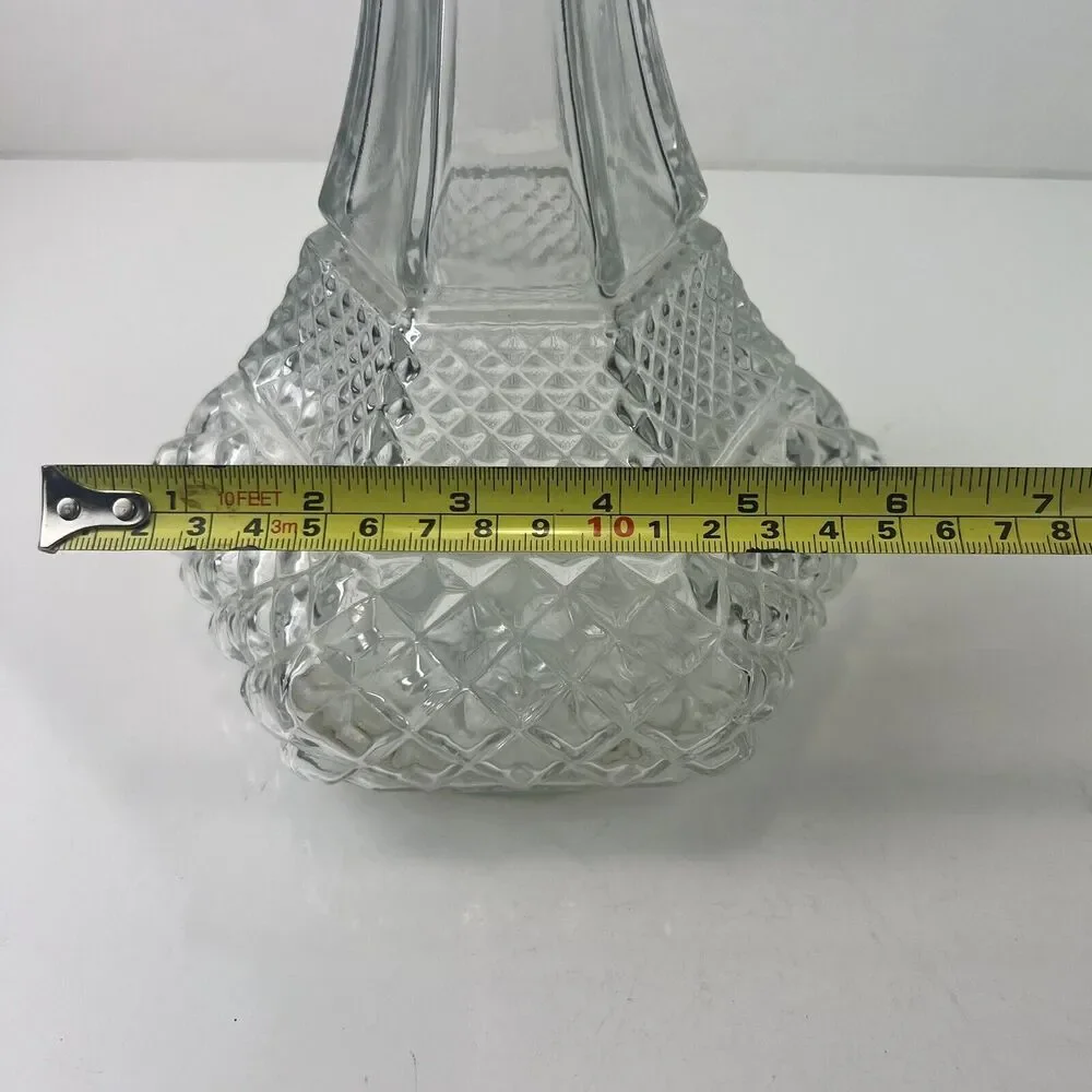 Wexford by Anchor Hocking Glass Ships Decanter 12” Clear Cut Diamond Pattern